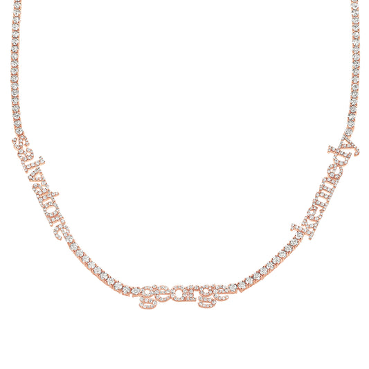 Round Cut Pink Sapphire Tennis Necklace | Kate Rose Fine Jewelry